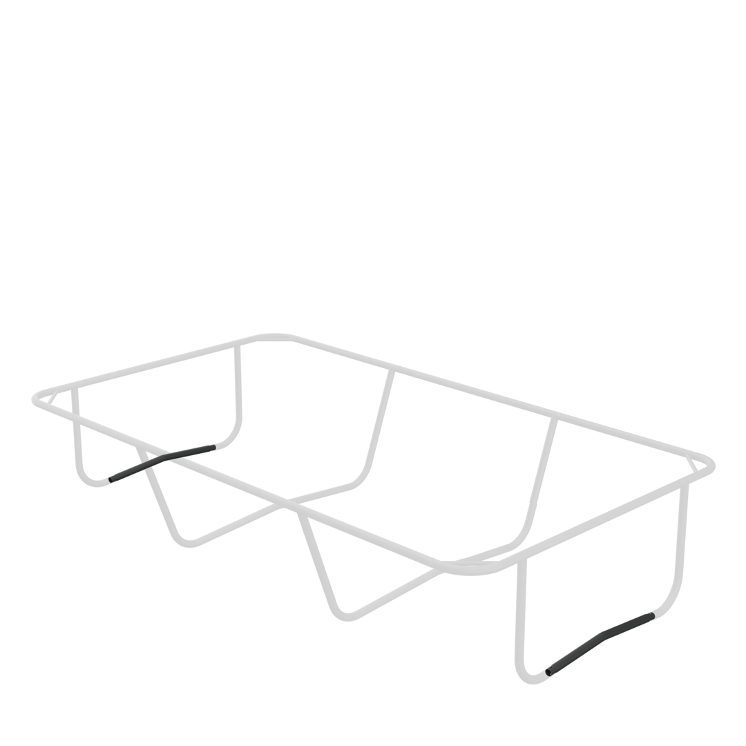 Bild på var anslutningsröret för ändbenet går i rektangulära studsmattor