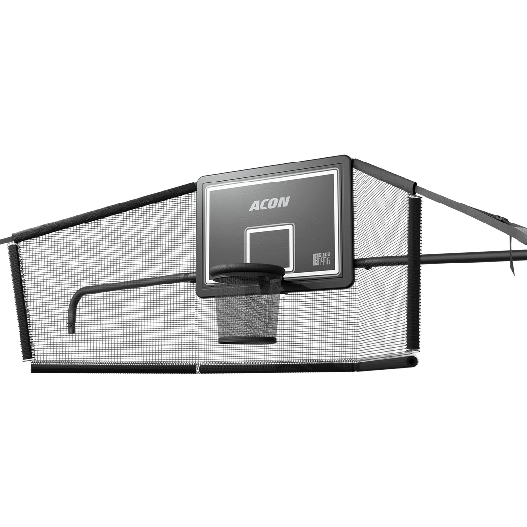 ACON X basketkorg med bakre nät för 17ft rektangulär studsmatta.
