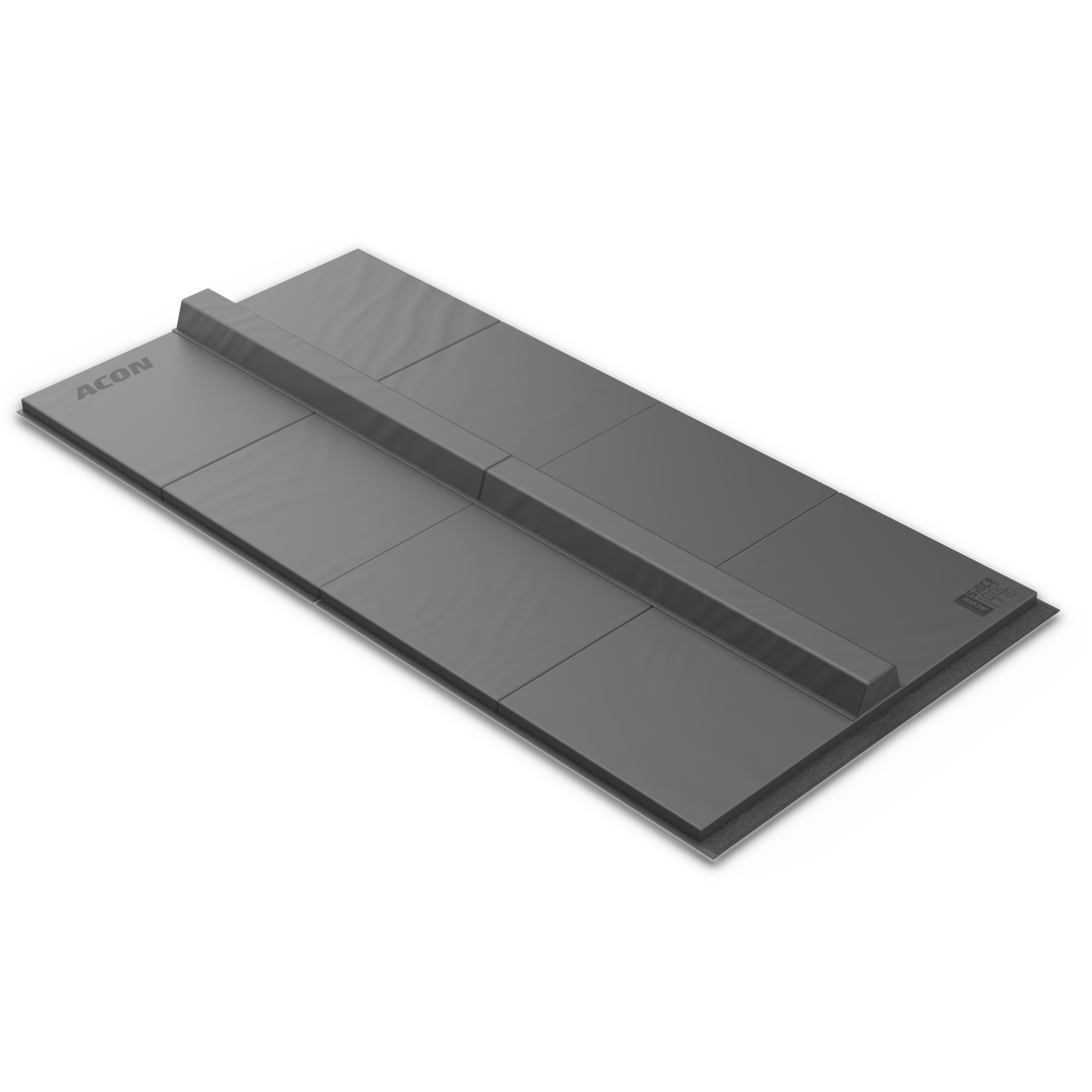 En produktbild av Acon Balance Beam i Black Edition på en Acon Black Edition gymnastikmatta