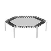 ACON FIT-trampolin på en vit bakgrund med framhävda bungees.